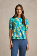 Ruched Sleeve T-Shirt - Watercolour Floral