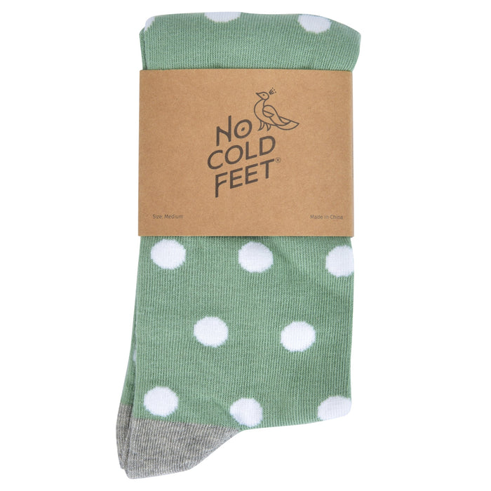 Sage Green with White Polka Dot Socks