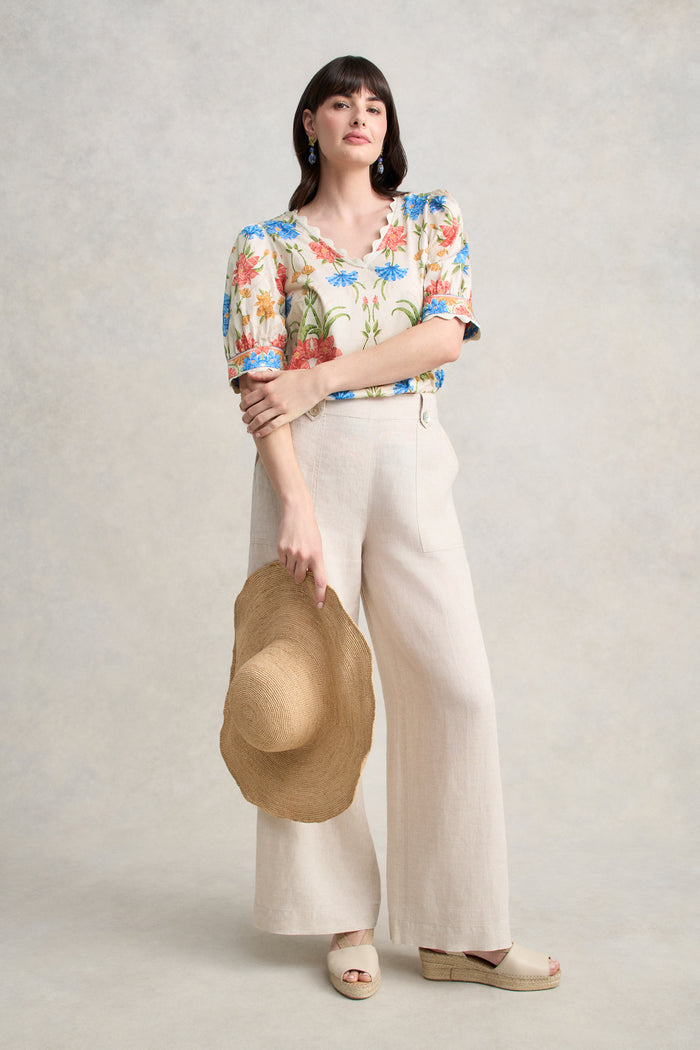 Scallop Detail Blouse - Paradise Print