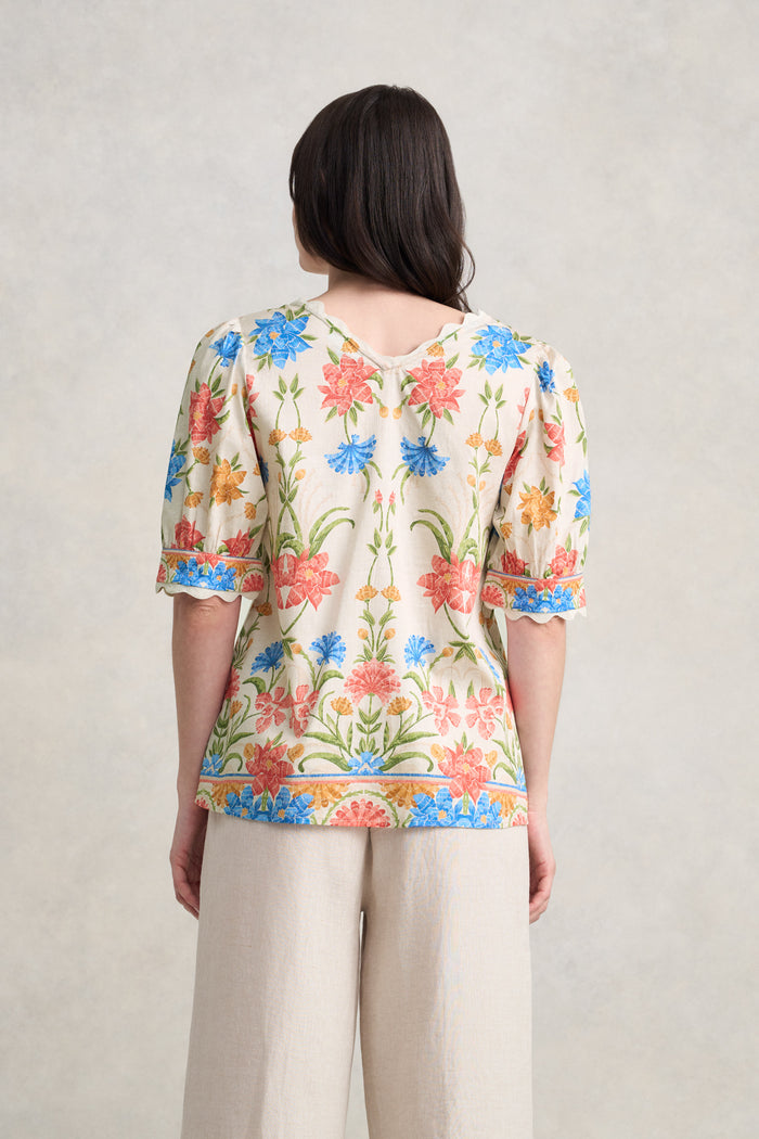 Scallop Detail Blouse - Paradise Print