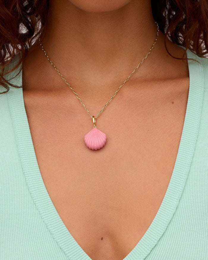 Scallop Enamel Parker Charm || option::18K Gold Plated, Pink