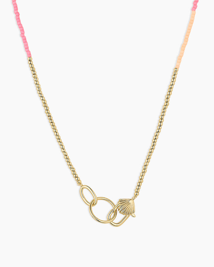 Scallop Padlock Sunset Necklace || option::18K Gold Plated