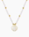 Scallop Pearl Necklace || option::18K Gold Plated