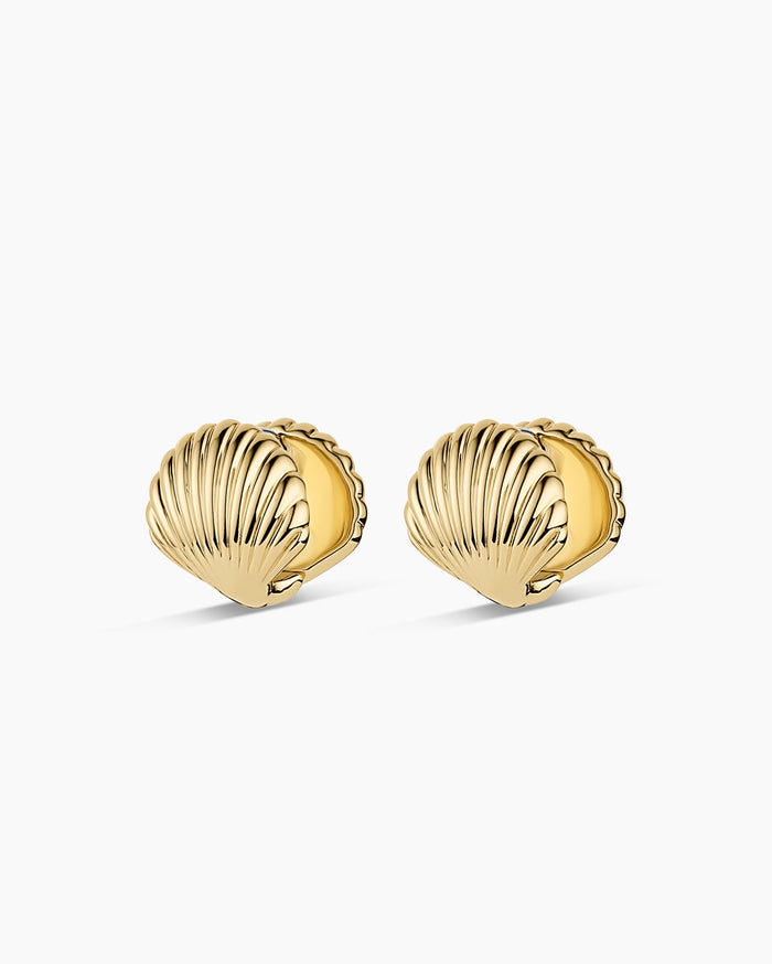 Scallop Wrap Huggies || option::18K Gold Plated