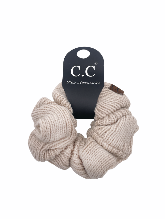 SCR-04 C.C KNIT SCRUNCHIE BEIGE