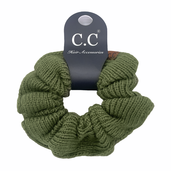 SCR-04 C.C KNIT SCRUNCHIE OLIVE