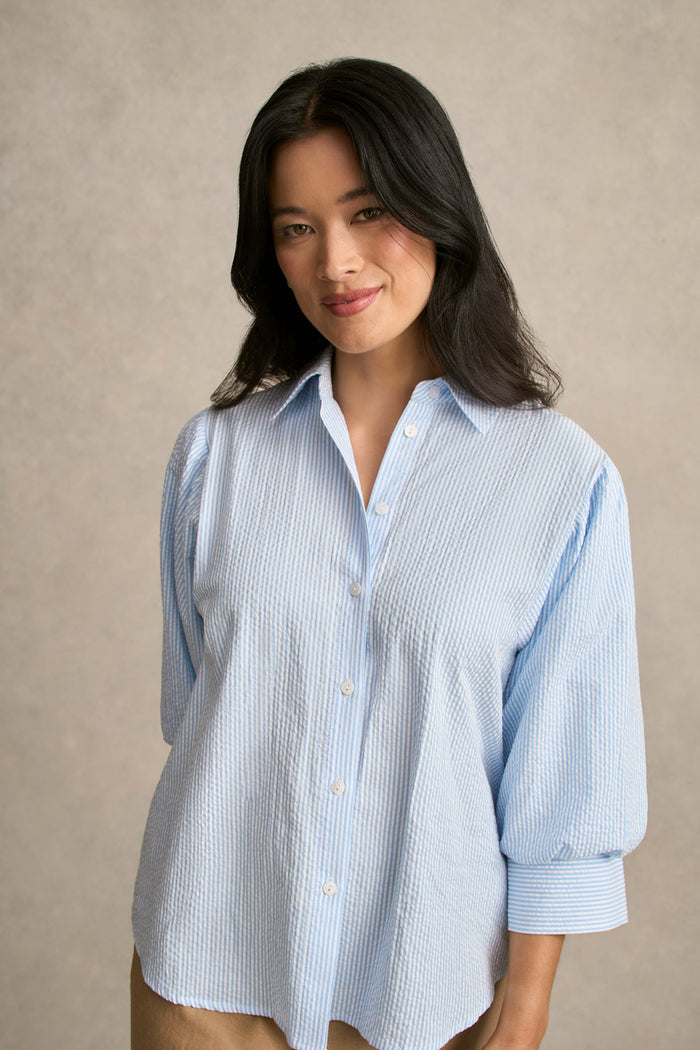 Seersucker Shirt - Blue Stripe
