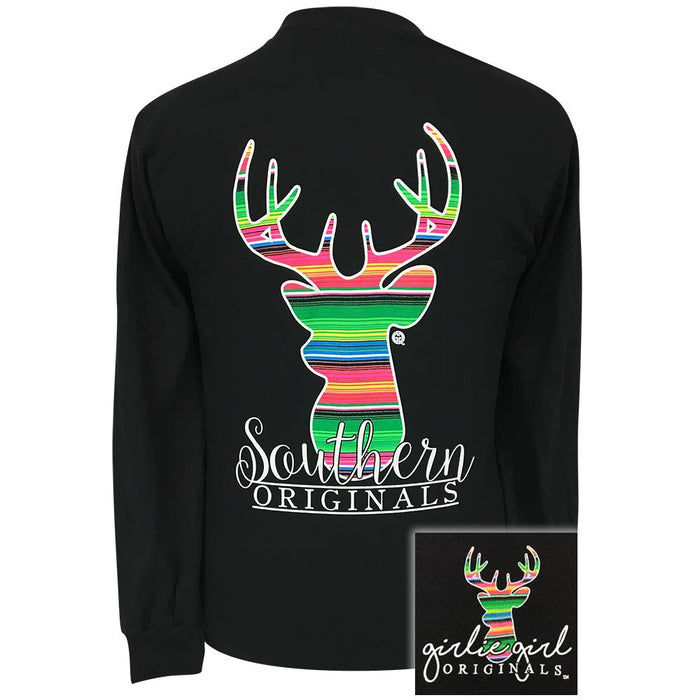 Serape Deer Black Long Sleeve