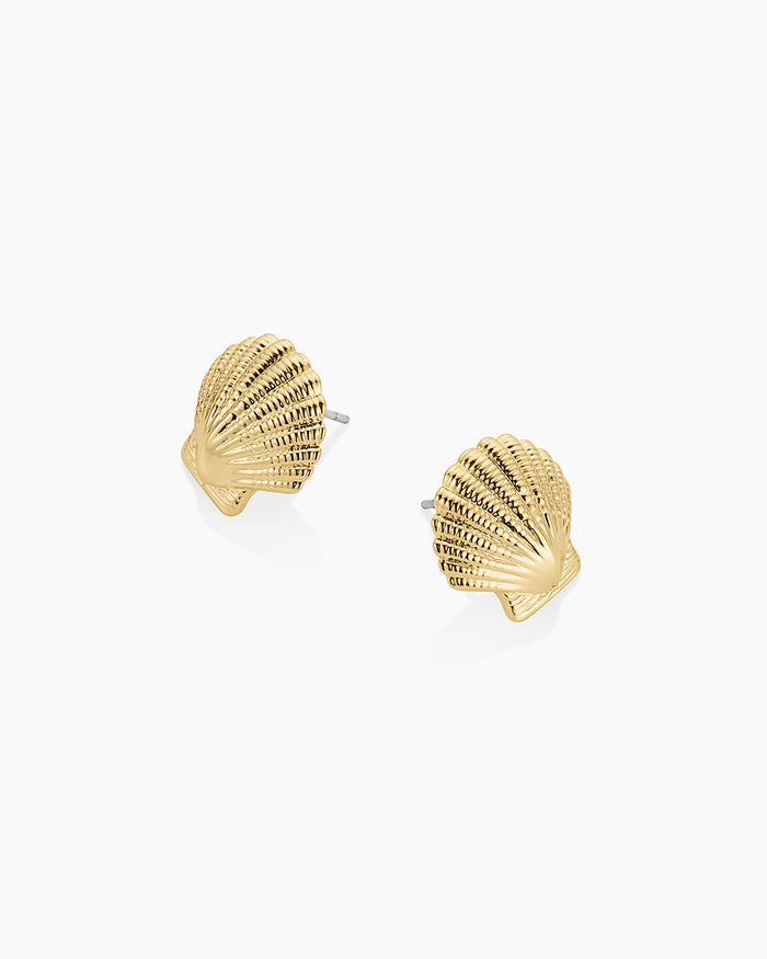 Shell Statement Studs || option::18K Gold Plated