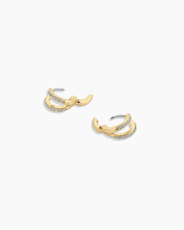 Shimmer Double Huggies || option::18K Gold Plated