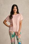 Shimmer French Linen Tee - Peony