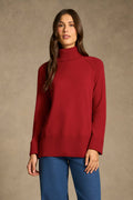 Side Split Merino Wool Jumper - Scarlet