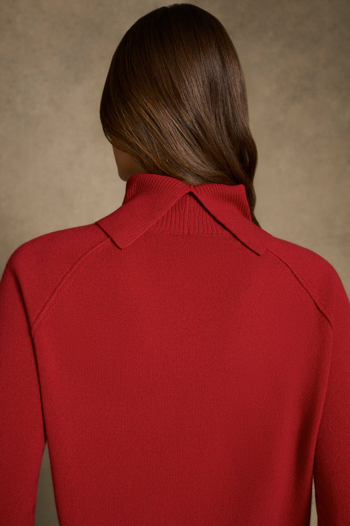 Side Split Merino Wool Jumper - Scarlet