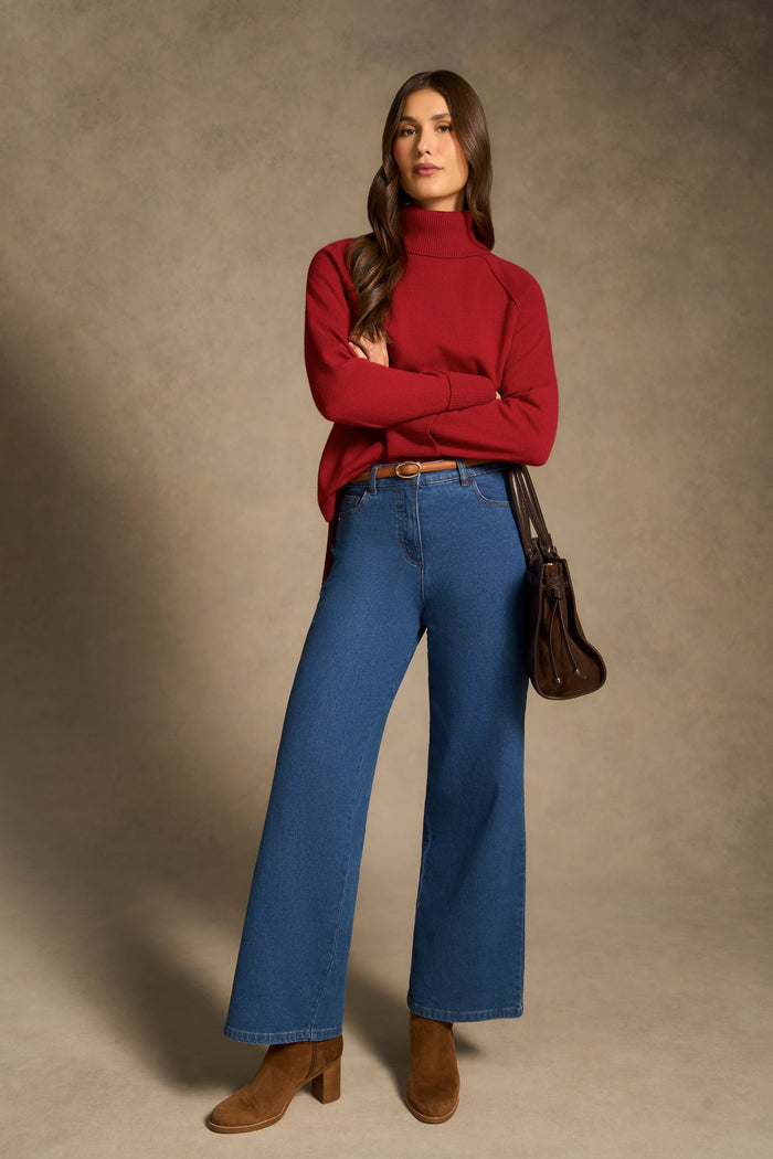 Side Split Merino Wool Jumper - Scarlet