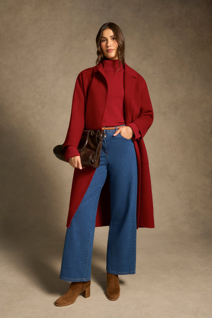 Side Split Merino Wool Jumper - Scarlet
