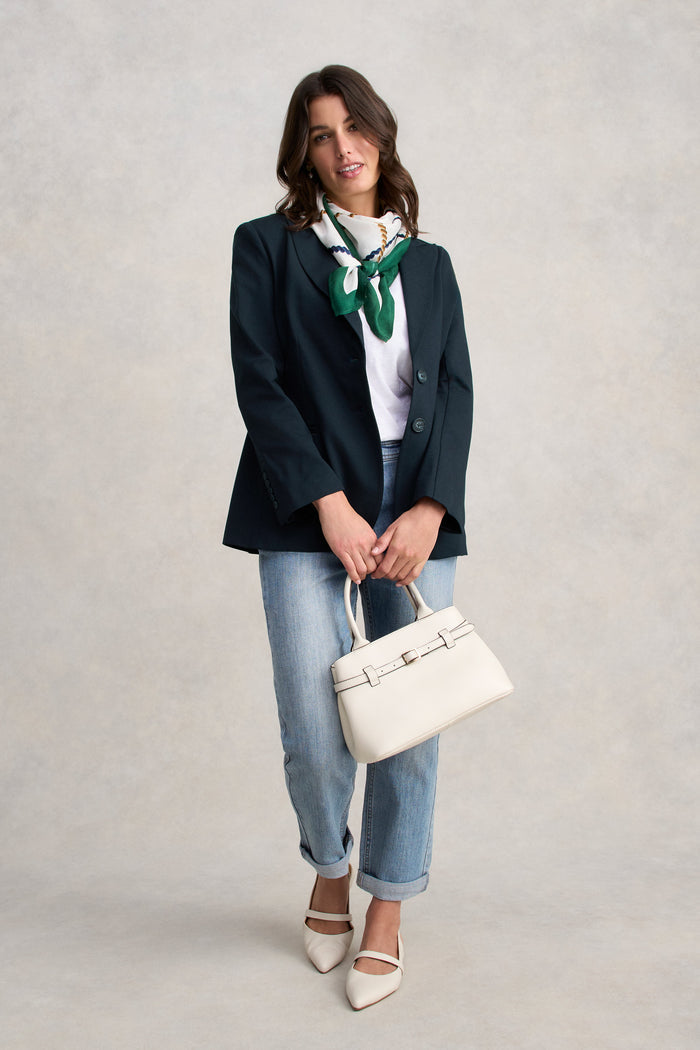 Single Breasted Ponte Blazer - Navy