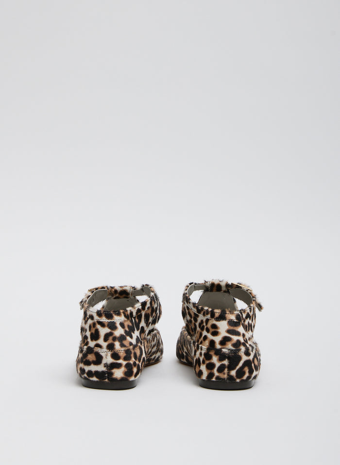 Leopard Print Somerset Flat - pointed toe, calf hair, back view