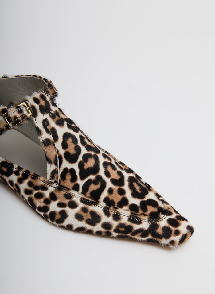 Leopard Print Somerset Flat - closeup of pointed toe