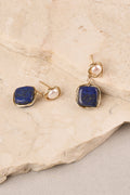 Square Pearl Drop Earrings - Ink