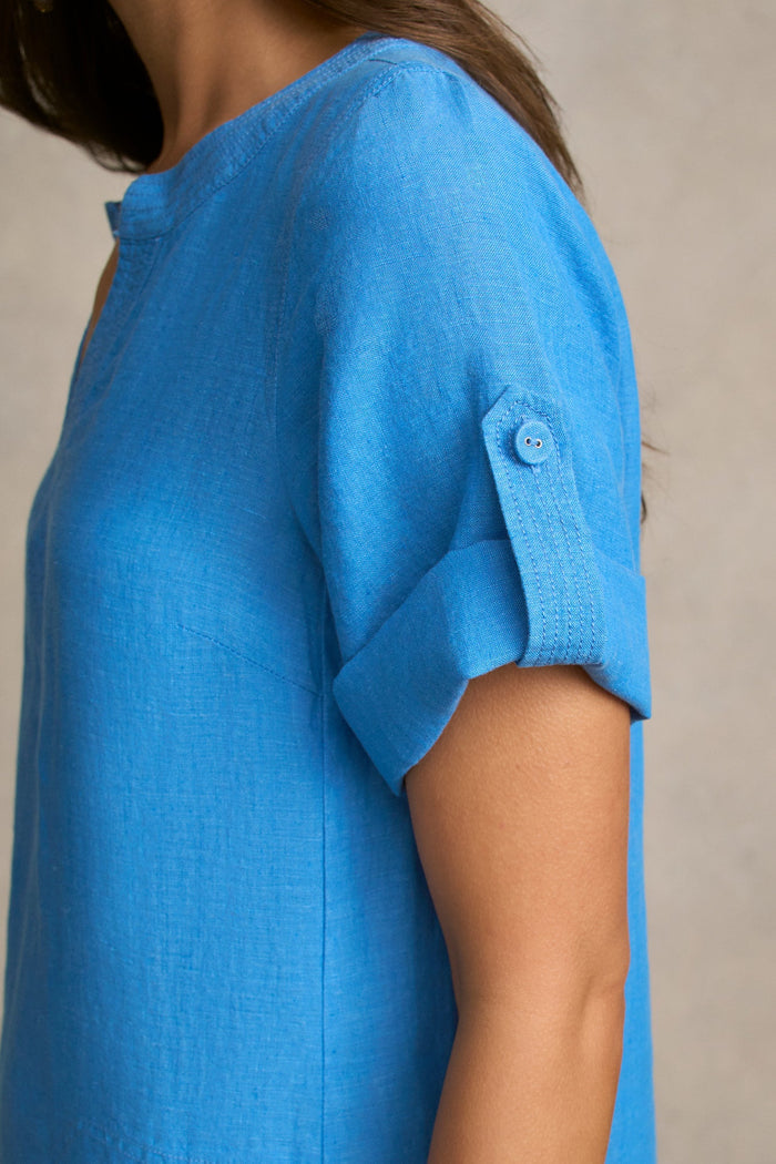 Stitch Detail Linen Dress - Chambray