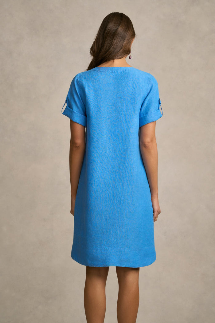 Stitch Detail Linen Dress - Chambray