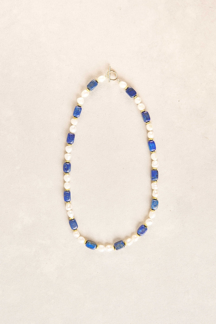 Stone Pearl Necklace - Blue