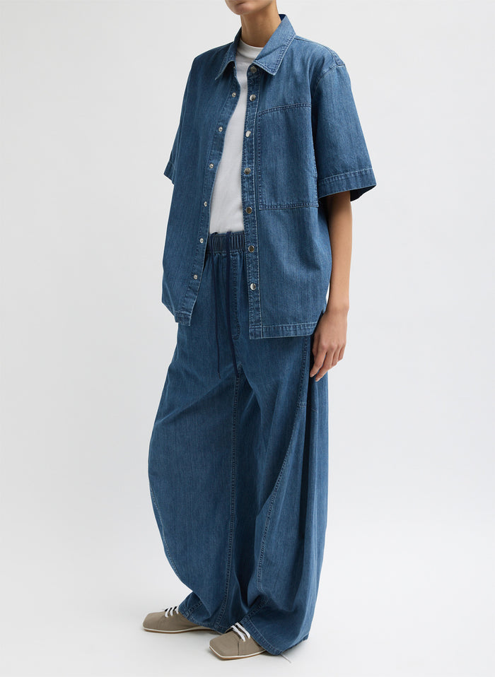 Summer Denim Classic Wash Winslow Pant - full look, side view on model