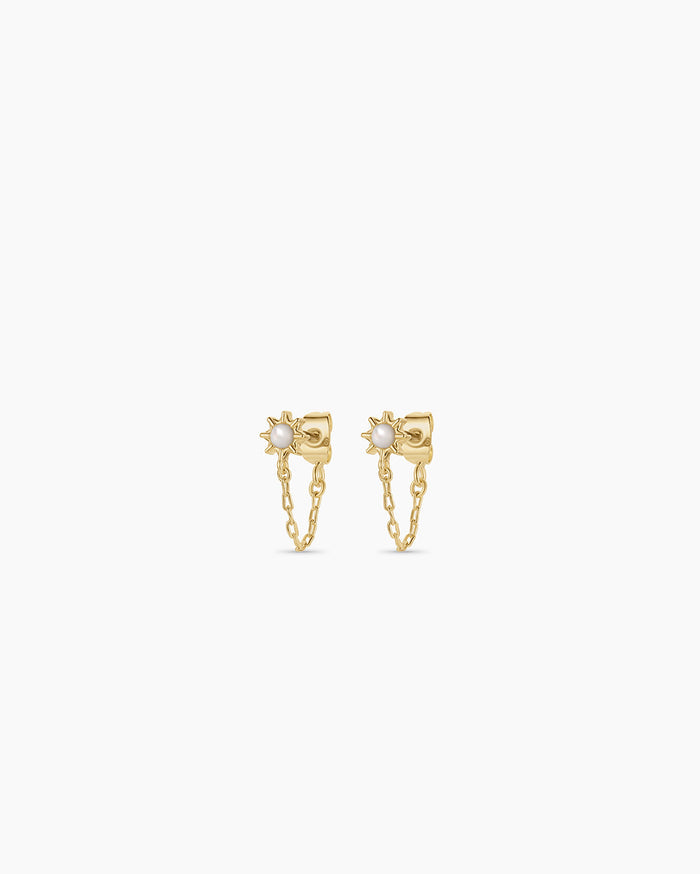 Sun Chain Huggies || option::18K Gold Plated