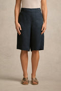 Tab Detail Linen Short - Ink