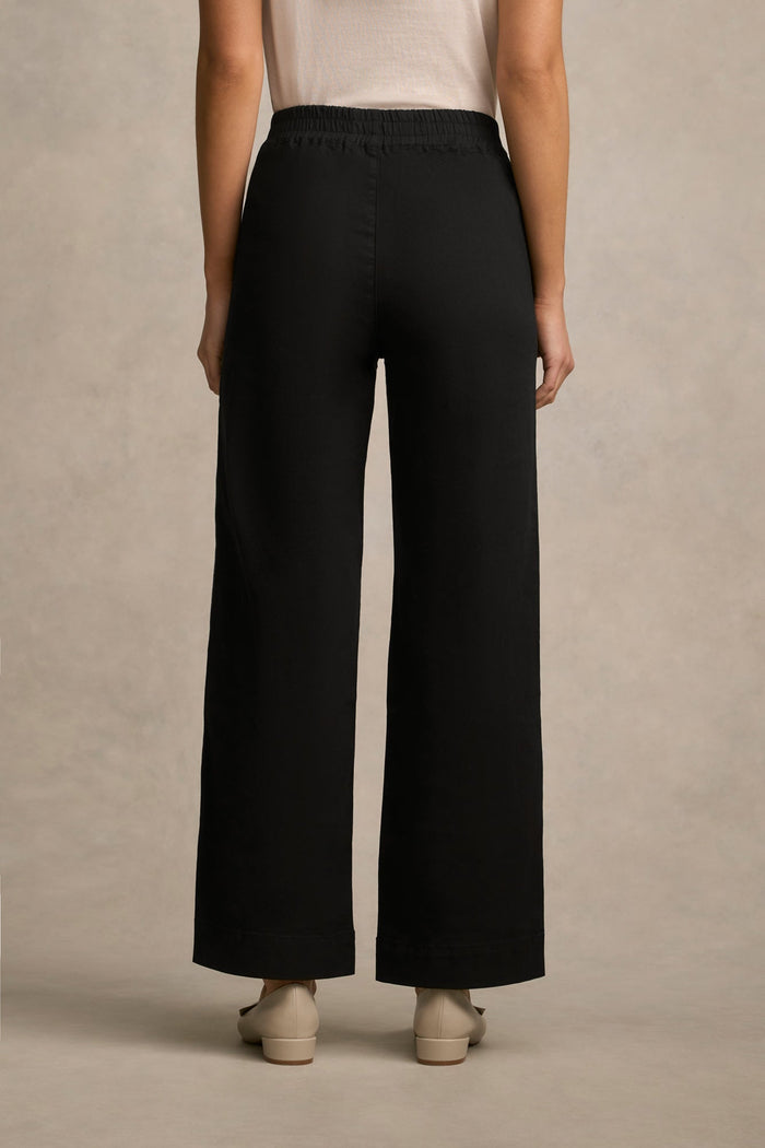 Tab Detail Wide Leg Jeans - Black