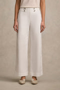 Tab Detail Wide Leg Jeans - White