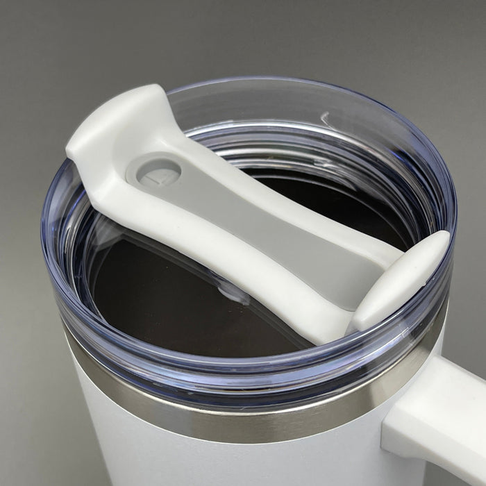 TUMBLER (2 PACK) Insulated Stainless Steel Travel Mug w/ Lid Handle Straw 40 oz White