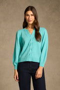 Twist Detail Wool Jumper - Turquoise Marle