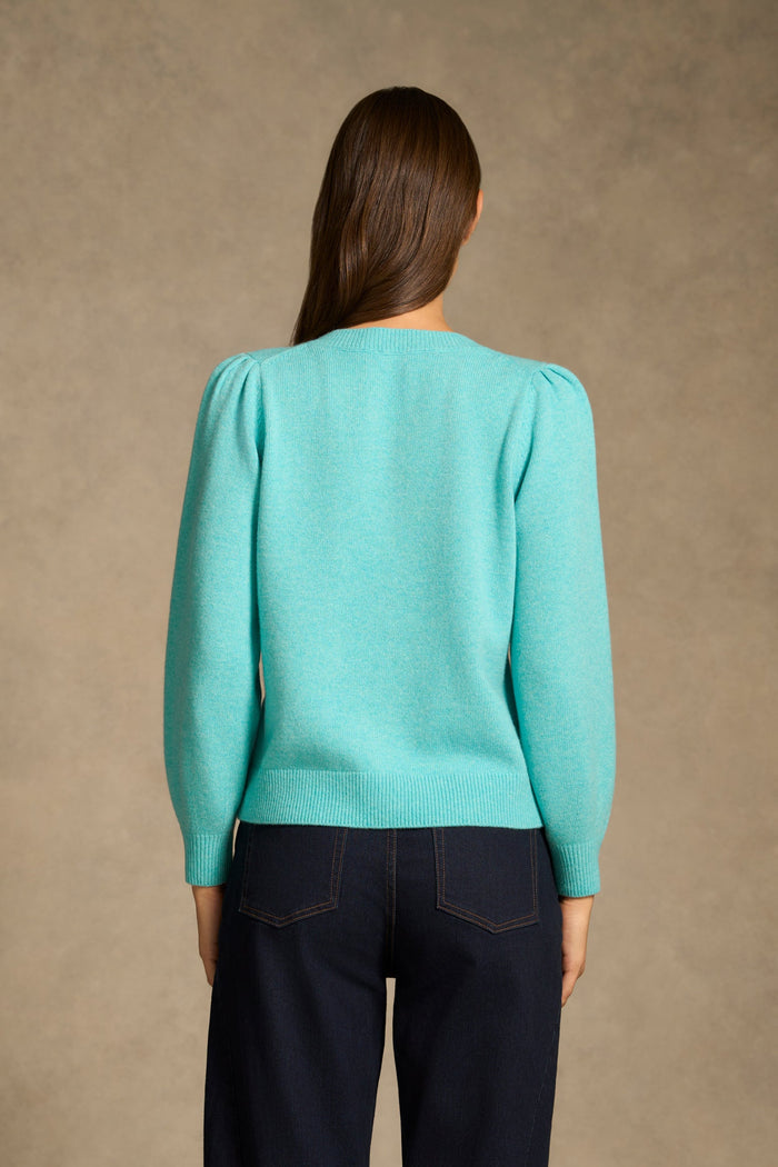 Twist Detail Wool Jumper - Turquoise Marle