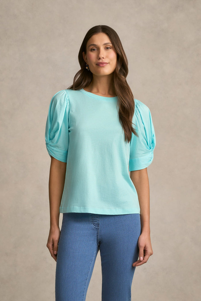 Twist Sleeve T-Shirt - Breeze