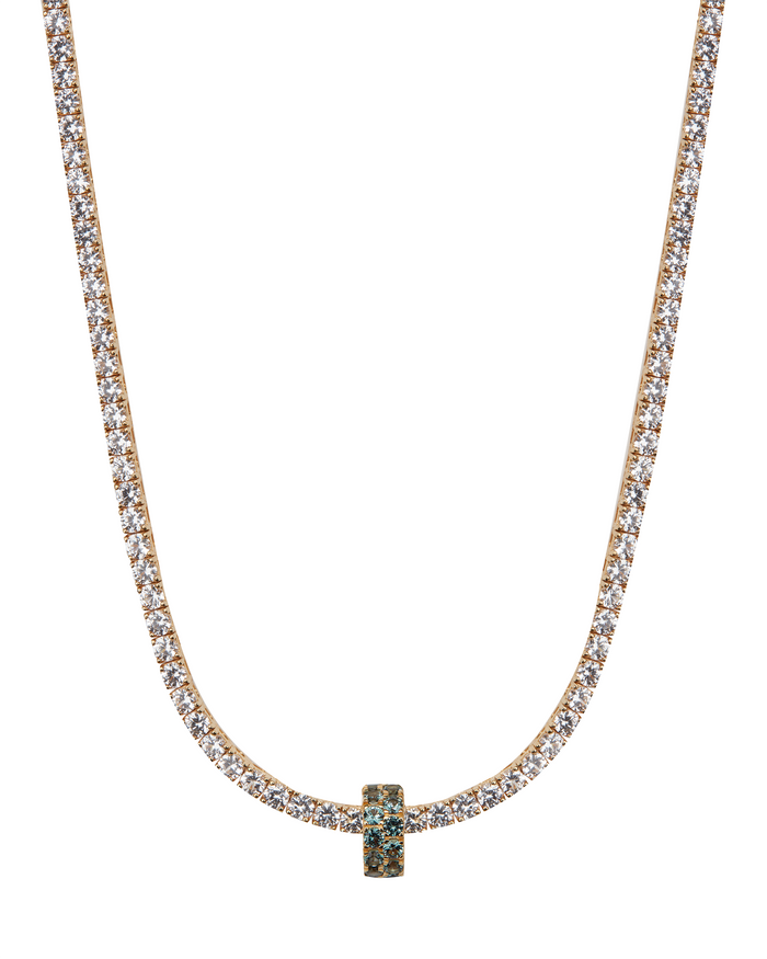 TWO-ROW RIVIÈRE PENDANT IN LAB MOSS GREEN TOURMALINE, 18K GOLD VERMEIL