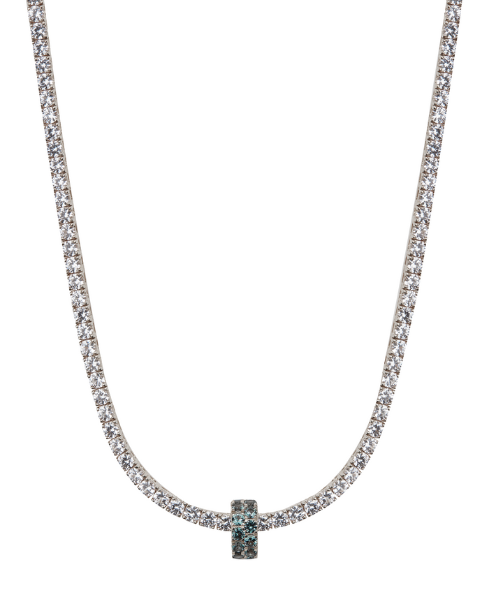 TWO-ROW RIVIÈRE PENDANT IN LAB MOSS GREEN TOURMALINE, STERLING SILVER
