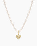 Vintage Heart Alphabet Charm Necklace - A || option::18K Gold Plated, A