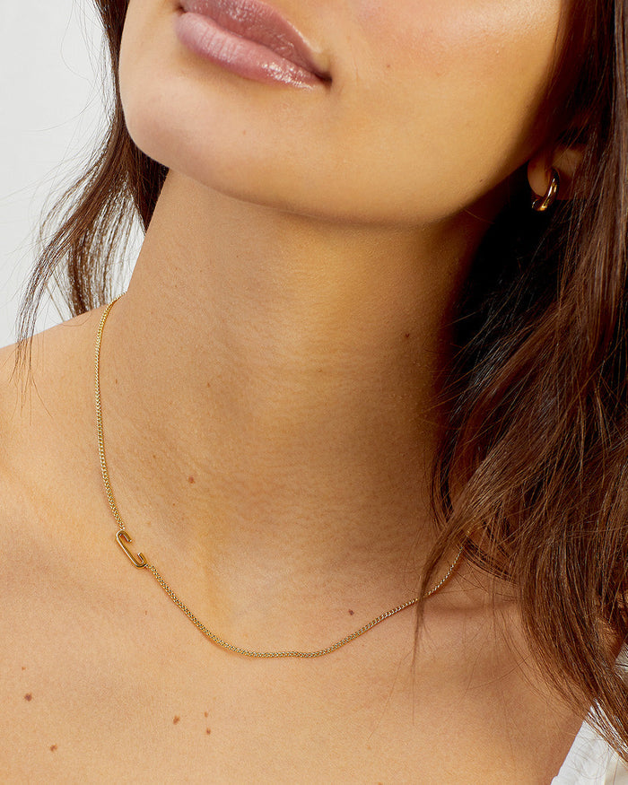 Wilder Alphabet Necklace Alphabet Necklace #C || option::18K Gold Plated, C