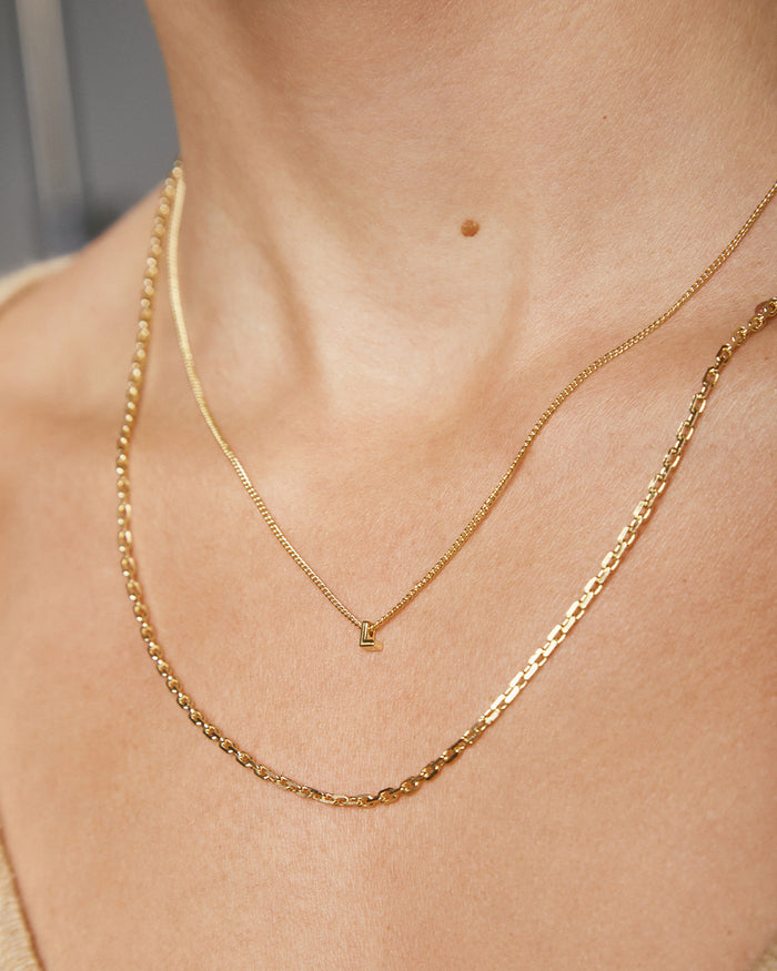 Wilder Mini Alphabet Necklace || option::18K Gold Plated, B