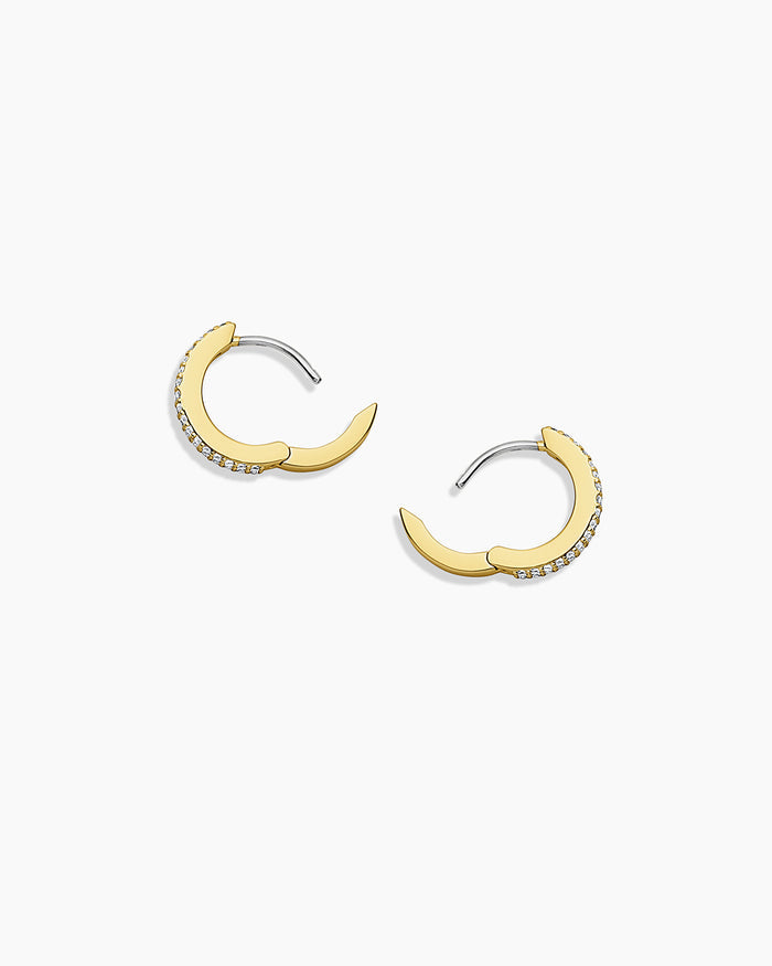 Wilder Shimmer Bar Huggies || option::18K Gold Plated