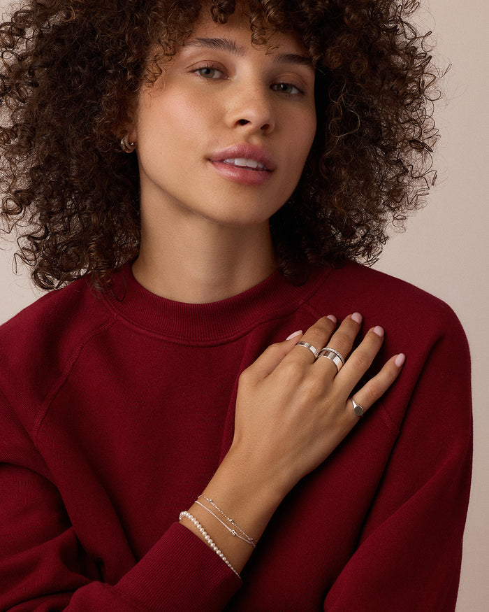 Wilder Shimmer Bar Huggies || option::Silver Plated