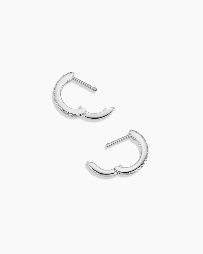 Wilder Shimmer Bar Huggies || option::Silver Plated