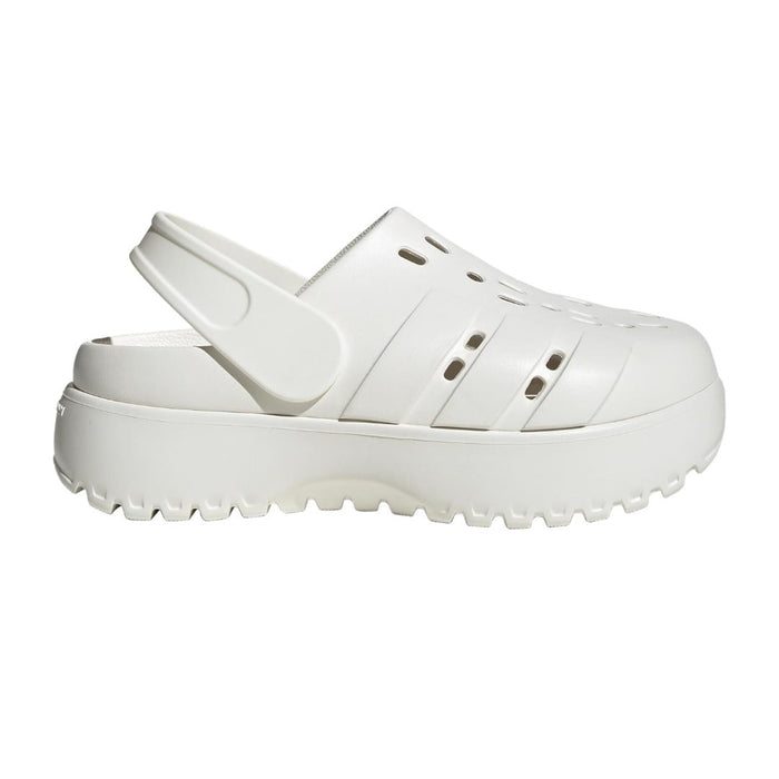 adidas WOMEN'S ADILETTE CLOG PLATFORM SLIDE SANDALS - White