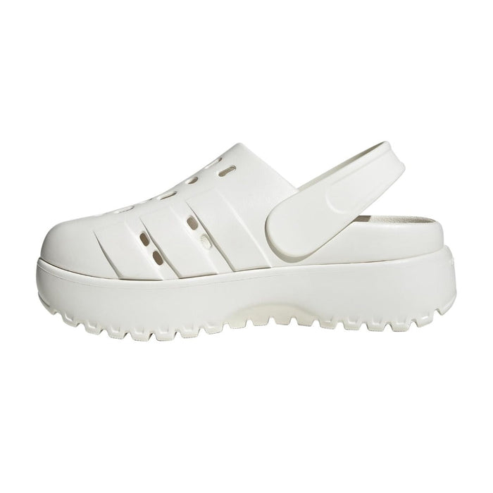 adidas WOMEN'S ADILETTE CLOG PLATFORM SLIDE SANDALS - White